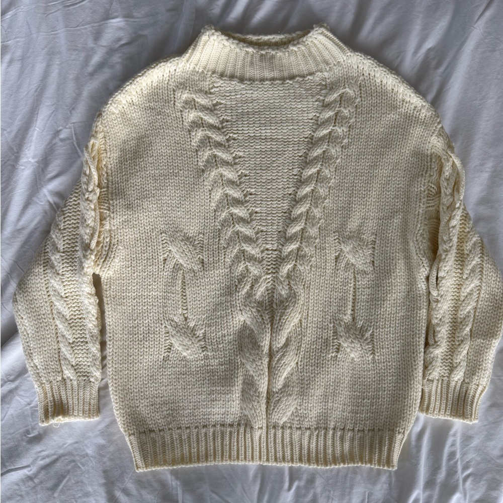Mazik Cream Cable Knit Turtleneck Sweater